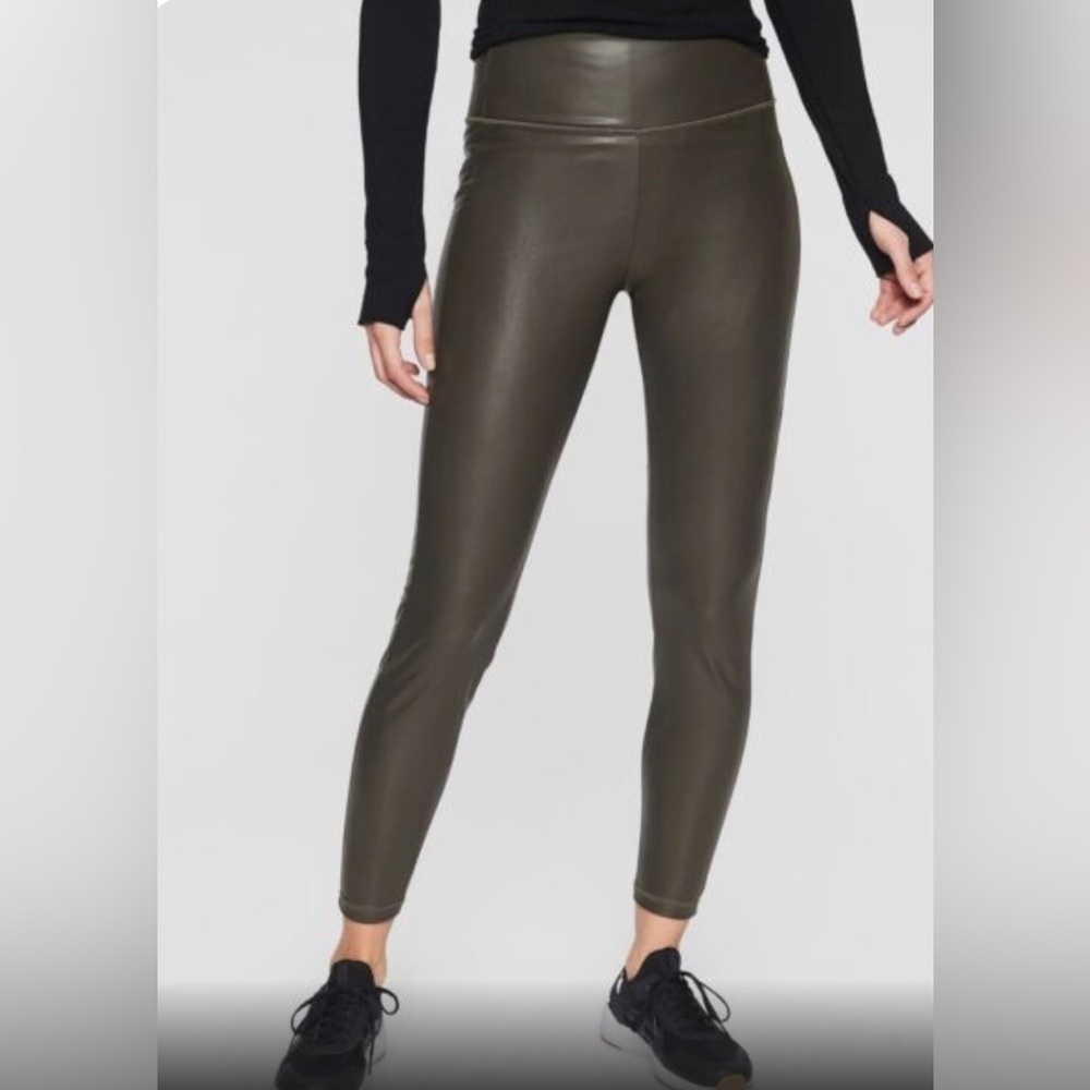 Athleta Grey Faux Leather Leggings SzSmall